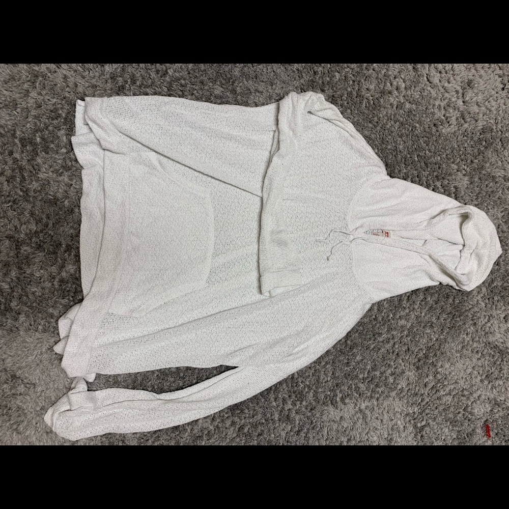 Arizona Hooded Sheer Knit White Slouch Sweater